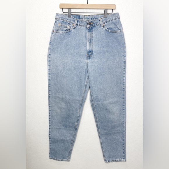 90's Vintage Levi's 521 Tapered Fit Tapered Leg Lightwash High Waisted Jeans 16 - Picture 1 of 9